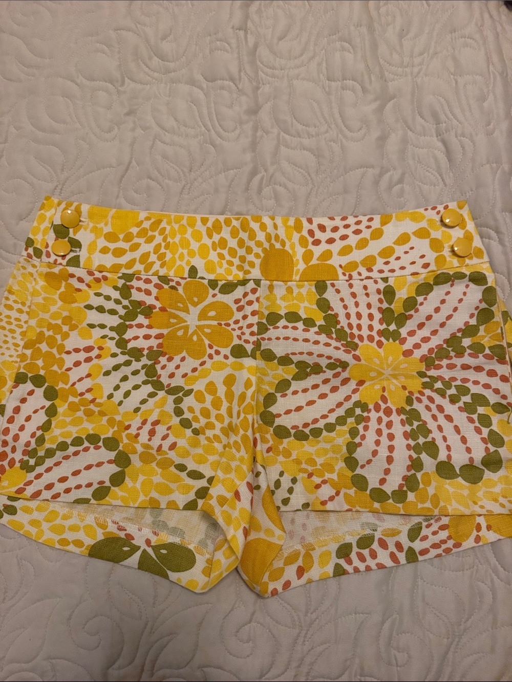 J. Crew Yellow Floral Patterned Bike Shorts